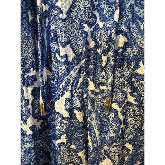 Michael Kors Jumpsuit Pants L Large Colorful Wide Leg Blue White Paisley $135 - Picture 3 of 11